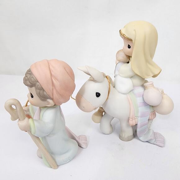 2 Piece Precious Moments Flight Into Egypt 1998 #455970 Joseph Mary Jesus - Picture 6 of 12